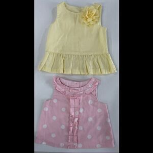 Janie and Jack Lot of Two Blossom Peplum and Pink Polka Dot Top Sz 18/24 Month